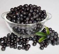 Aronia berries in a glass bowl